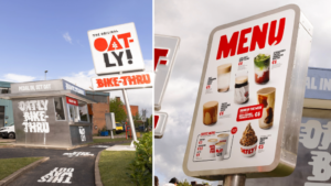 Oatly autoservicio en bicicleta